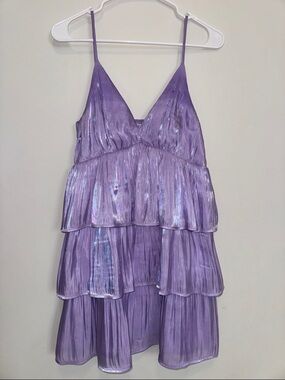 TCEC Say Something Size S Lilac Iridescent Tiered Spaghetti Strap Dress